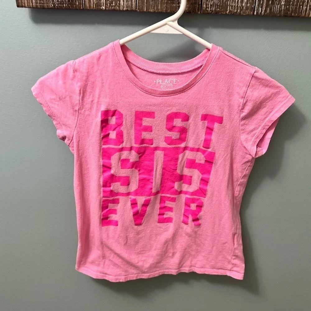 Girls Best Sis Graphic Tee - Bright Pink size 7/8